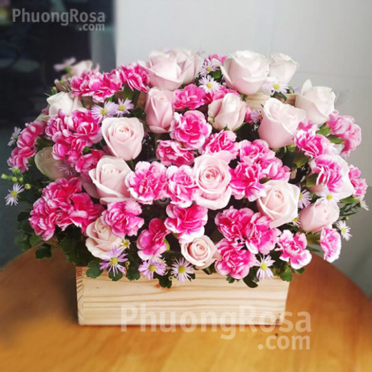 Lẵng hoa Sinh nhật Hoa Hồng Cẩm Chướng