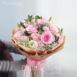 Bó Hoa Hồng Nhập Ecuador Kết hợp Hoa Ping Pong